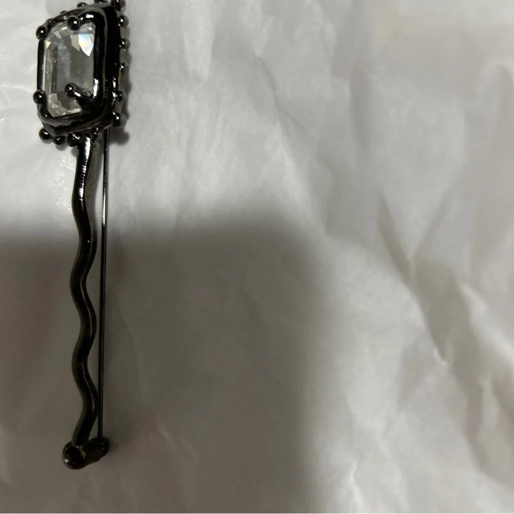 Vintage Karl Lagerfeld Curved Diamond Brooch 3.75”